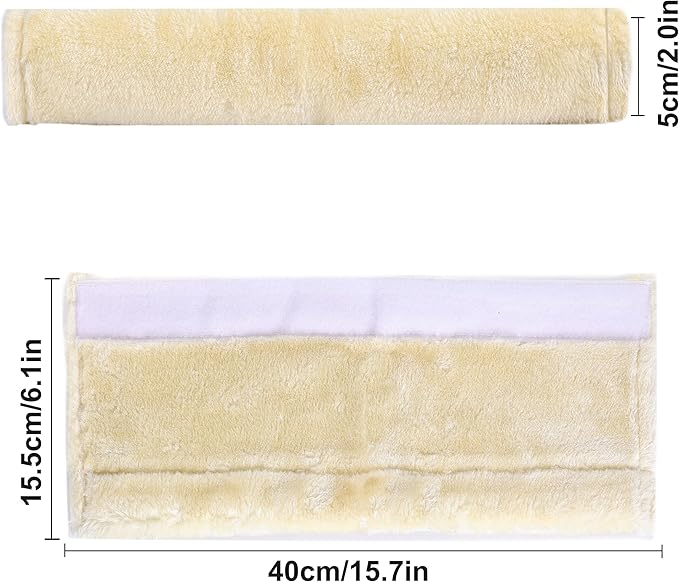 Amooca Soft Faux Fur Universal Fit Seatbelt Cover Car Truck SUV Airplane Seat Belt Shoulder Pad for Carmera Backpack Straps Neck Cushion Protector Extra Long 15.7in Beige