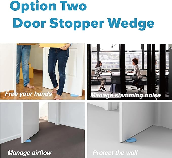 Neobay Door Pinch Guard and Door Slam Stopper, Durable Silicone Door Finger Pinch Guard, Prevents Finger Pinch Injuries, Slamming on Even Heavy Doors, Door Safety for Kids, 4 Packs Blue Upgraded.
