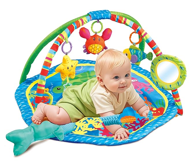 EMILYSTORES Baby Activity Play Gym Mats Ocean Park with Arches, Activity Toys, Animals Toys (L30 x W30 Inch)