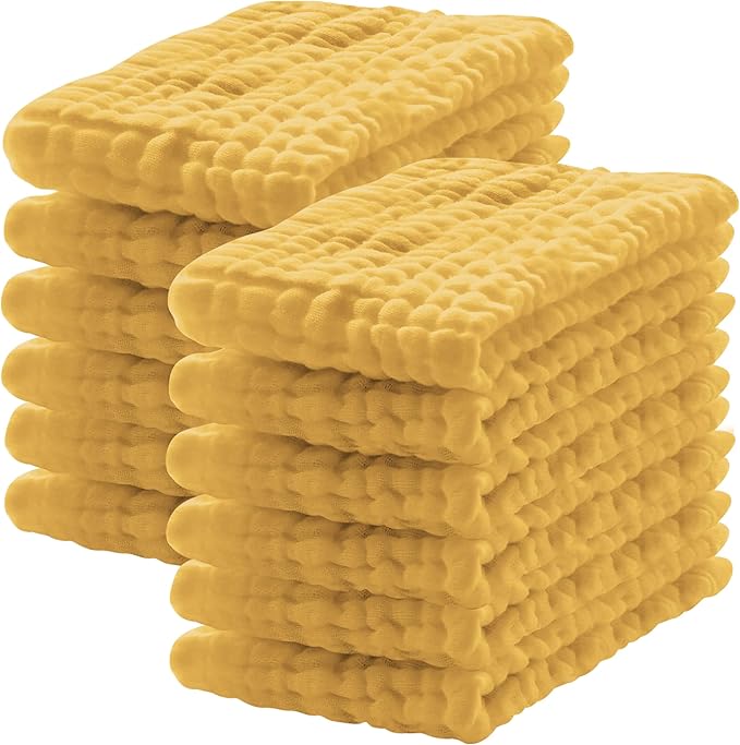 Lovely Care 12 Pack Muslin Burp Cloths 100% Cotton Muslin Cloths Large 20''x10'' Extra Soft and Absorbent Baby Burping Cloth - Honey