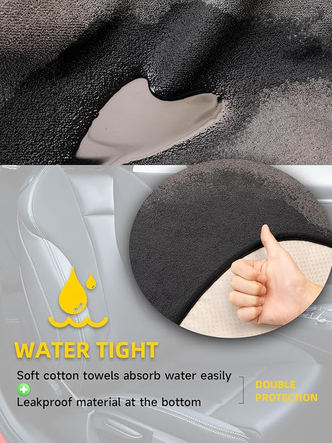 ZIMABLUE Terry Cloth seat Cover Universal Waterproof Car Sport Towel Seat Cushion Sweat-Absorbent Towel Cloth Suitable for All Seasons Waterproof Beach Seat Cover Washable-Grey