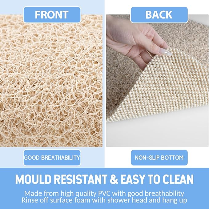 Hargiis Non-Slip Bathtub Mat, Anti Slip Shower Mat, Fast Drying Bathtub Mats, Foot Scrubber Mat, Anti Slip Mat for Tub, Floor, Bathroom, Kitchen, Home, Hotel (Beige 40"×28")