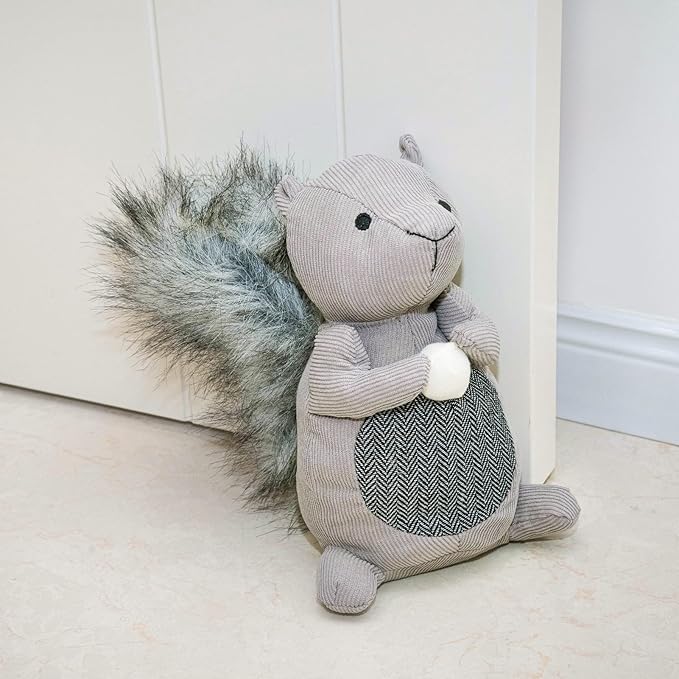 Marwood Cute Door Stopper Decorative Door Stops for Home and Office, Squirrel Weighted Interior Doorstop Fabric Stuffed Animal Door Stopper Floor Decorative