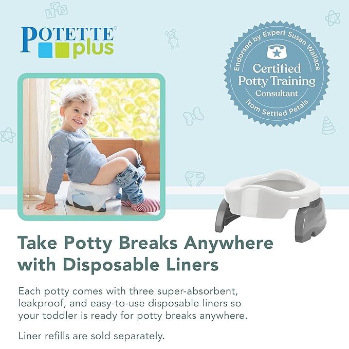 Kalencom Potette Plus 2-in-1 Travel Potty and Trainer Seat - Dual-Purpose Potty Training Toilet Seat - Portable Potty for Toddler Travel - With Durable, Lock-In Legs and Splash Guard - Red