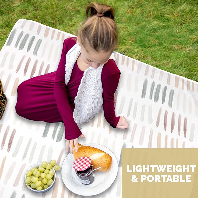 JumpOff Jo - Large Baby Splat Mat for Under High Chair, Booster Seat, Tabletop, Food Catcher - Protect Floor and Carpet from Spills & Crafts - Waterproof and Washable (Dashes)