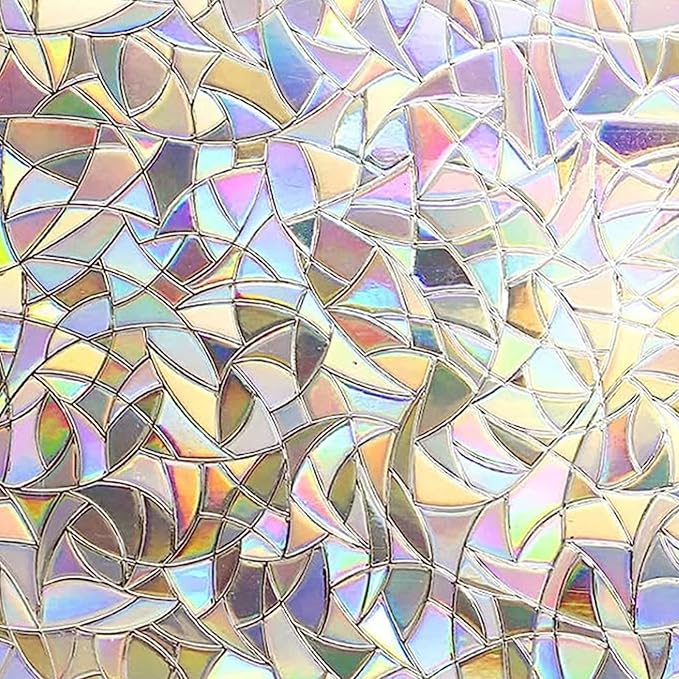 Niviy Rainbow Window Privacy Film 29.5 x 78.7 inches, Iridescent Window Film Stained Glass Suncatcher Windows Cling Vinyl 3D Decorative Window Sticker