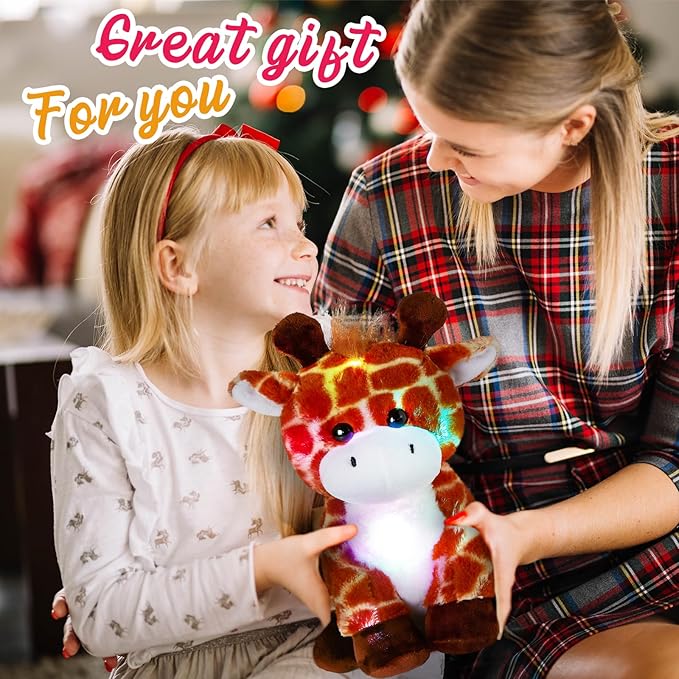 Glow Guards 12''Light up Giraffe Stuffed Animals,Soft Giraffe Plush Toy with LED Night Lights,Wildlife Stuffed Animal Glow in Dark,Birthday Christmas Hoilday Gift for Toddler Kids
