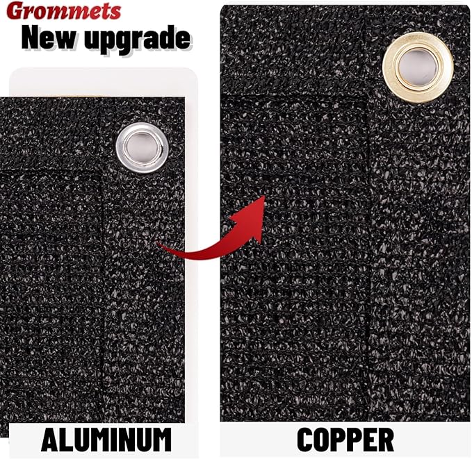 SUNNY GUARD Shade Cloth 4/6/8/10/12 FT Sun Shade Screen Fabric Shade Cover Tarp with Grommets for Pergola Backyard Garden, Black