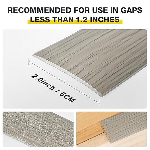 Bnell Floor Transition Strip Floor Cover Strips Self Adhesive Flooring Transitions Laminate Floor Strip Vinyl Floor Flat Divider Strip for for Joining Floor Gaps (3.28FT,2in, Ash Wood Grain)