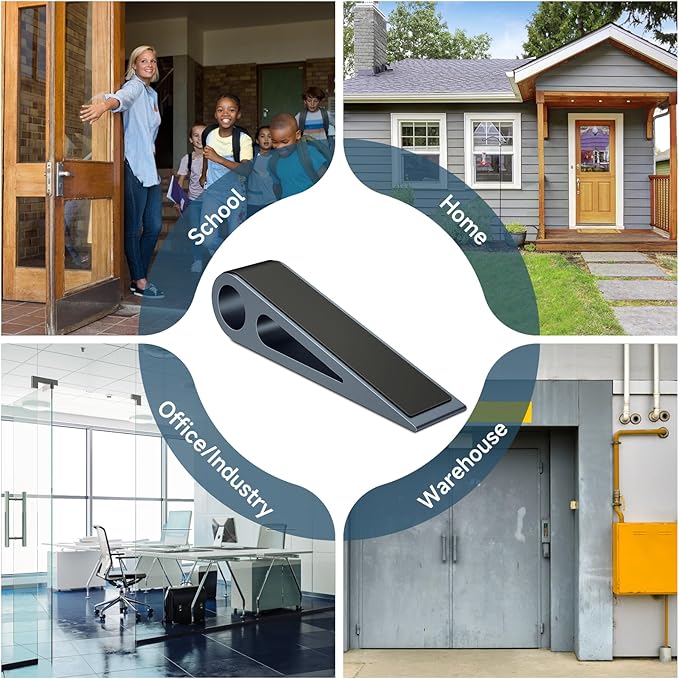 2 Pcs Heavy Duty Door Stopper for Bottom of Door, Aluminum & Rubber Door Stop Wedge- Keep Doors Open in Home, Apartment, Office, Hotel, 4.92L*1.02W*1.22H Inch,Blue