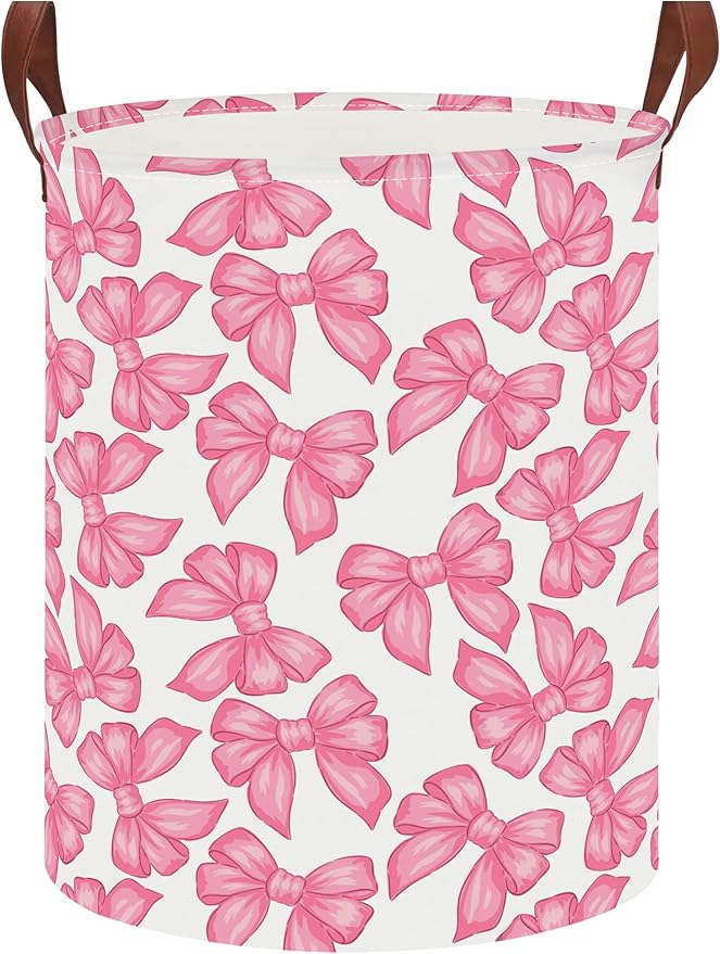 Laundry Hamper,Laundry Basket,Baby Nursery Hamper,Waterproof Storage Bin,Clothes Organizer Basket,Room Decor(Big Bowknot)