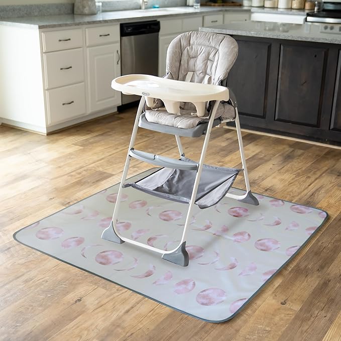 BABYBOET Splat Mat for Baby – Under High Chair Floor Mat Protects Wood, Vinyl and Carpet from Spills – Waterproof Triple Layer Baby Mat with Anti-Skid Backing Deters Bunching and Sliding (51” x 51")
