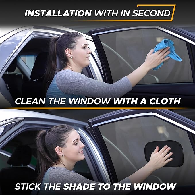 Econour Cling Sun Shade for Car Window and Windshield (4 Pack) | Static Cling Glare Protection for Baby | Car Windows Tint Sun Visor | Sun Glare Blocker for Driving | Sun Glare Protection Accessories