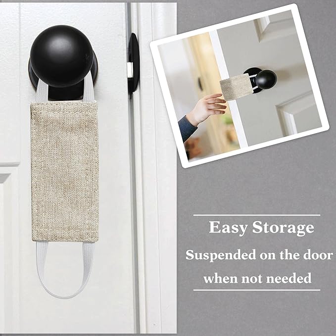 PONY DANCE Baby Door Latch Covers Closer - Nursery Door Closer Silencer with Strong Elastic Straps for Good Sleep Cushion for Jammer Noise Reducing, 3 Pieces, W 4 x L 2 inches, Khaki
