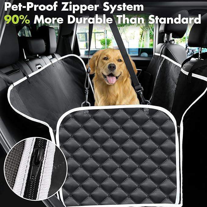 Meolsaek Car Seat Cover for Dogs, Non-Slip Rear Waterproof Car Bench Seat Cover for Back Seat, Dog Car Seat Cover for Trucks SUVs Most Cars (Black with Mesh)