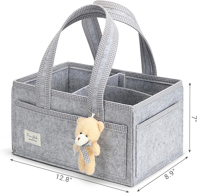 PeraBella Diaper Caddy Organizer with Handle, Baby Shower Gifts Basket Bag, Registry Search Must Haves Items, Nursery Storage Organizer for Newborn Girl Boy, Baby Bag Essentials, Car Diaper Caddy Cart