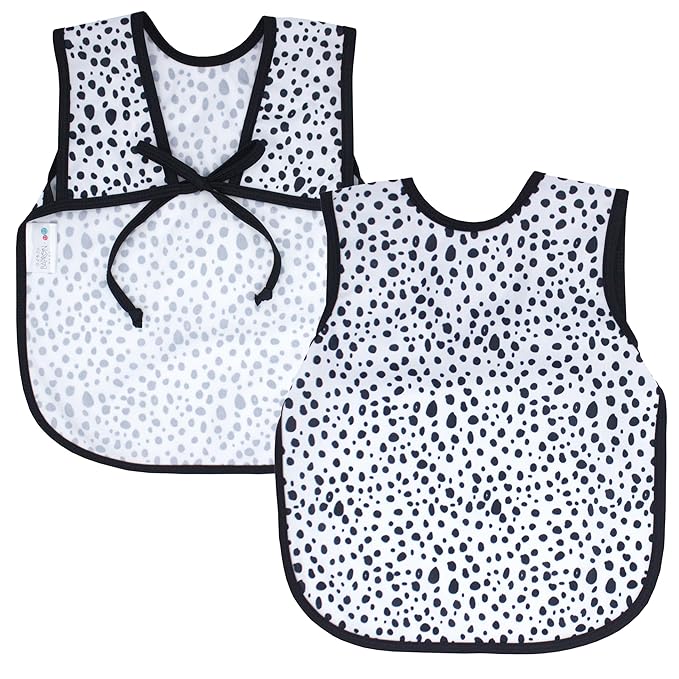 BapronBaby Organic Dot Bapron - No Neck Tie Safer Bib for Baby & Toddler - Soft Waterproof Stain Resistant - Machine Washable - Sz Baby/Toddler 6m-3T