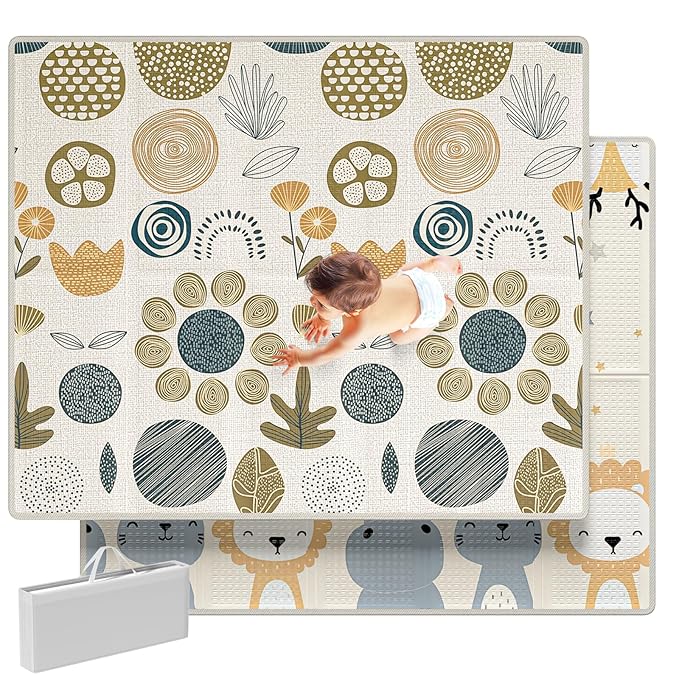 Mloong Baby Play Mat for Floor,59x71x0.4inch Playmat for Baby with Carry Bag, Foldable Play Mat,Kids Foam Play Mat,Waterproof Carlwing Mat for Baby,Large Infant Playmat,Indoor&Outdoor Playing Mat