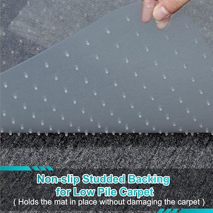 2 Pack Office Chair Mat for Carpets, 48" x 30" Clear Heavy Duty Plastic Floor Protector for Low Pile Carpeted Floors, Under Desk Computer Chair Mat for Home Office, Easy Glide and Flat Without Curling