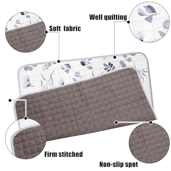 Funtery 43 x 43 Inch Boho Baby Play Mat Portable Crawling Washable Foldable Tummy Time Non Slip Baby Floor Large Playpen Mat for Infants Toddlers Floor Playpen Activity(Watercolor Leaf)