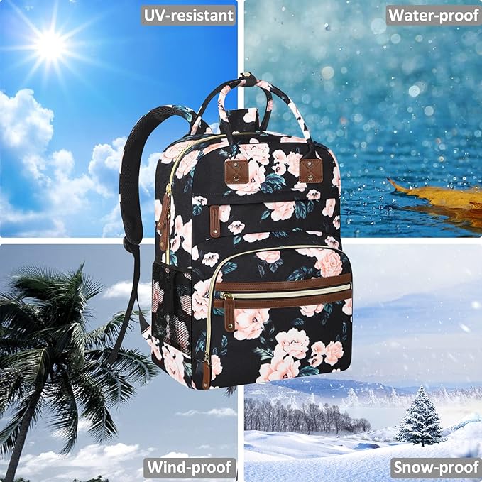 Diaper Bag Backpack Tote for Women Large Capacity with Insulated Pockets Multifunctional Diaper Bags For Baby Girl Boy Waterproof Baby Bags, Maternity Bag Black Pink Floral | Multifunctional, Diaper Bags, Waterproof, Baby Bags, Maternity Bag