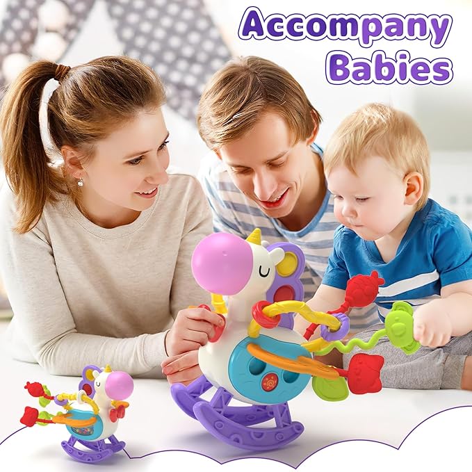 usrela 5 in 1 Baby Toy for 12 18 Month, Learning Toys for Babies 12-18 Months, Baby Busy Cube, Stacking&Sensory, Pull String&Piano Xylophone Toy, Birthday Gift for 12+ Month
