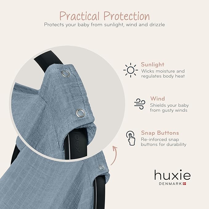 Car Seat Cover Baby - Organic Muslin Cotton - Carseat Canopy - 43" x 32" (Tradewinds)