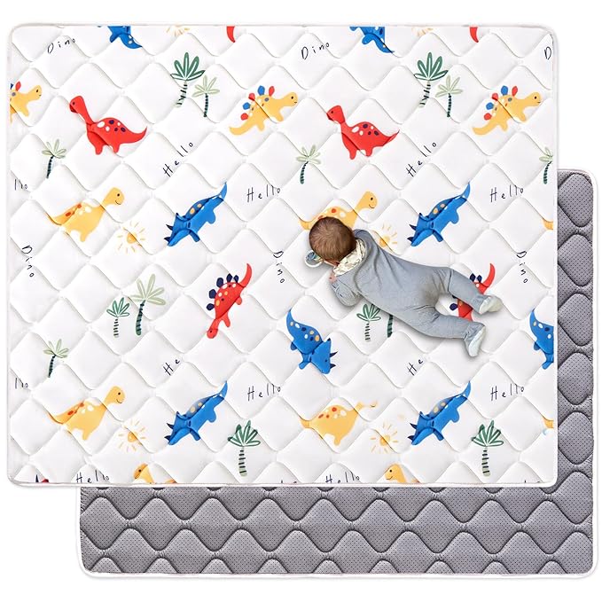 Odorless Premium Foam Baby Play Mat 74" x 50", Soft Microfiber Fabric Crawling Mat for Floor- Comfortable and Hypoallergenic, Non-Slip Cushioned Floor Playpen mat for Infants,Babies,Toddlers