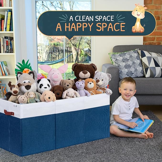 Extra Large Toy Storage Organizer with Lid - Sturdy, Collapsible Toy Chest Storage Box Design - Toys Bin with Dividers for Kids, Nursery, Bedroom, Playroom 37"x16"x14"