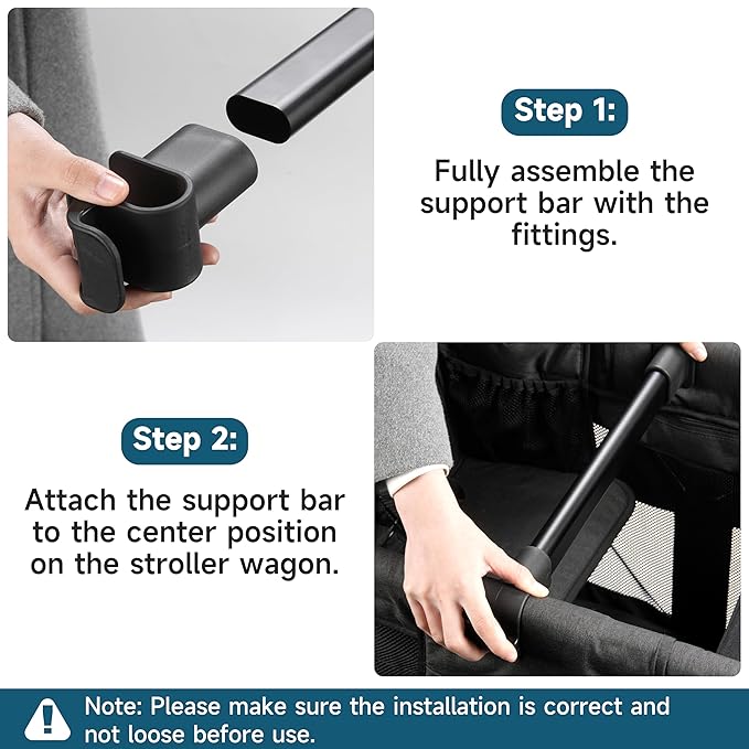 Forward-Facing Support Bar + 2-Pack Stroller Wagon Snack Tray with Spill-Proof Cup Holders - Wonderfold Accessories Compatible with WONDERFOLD W2 Elite/Luxe 2-Seater Wagons, Detachable & Easy Install