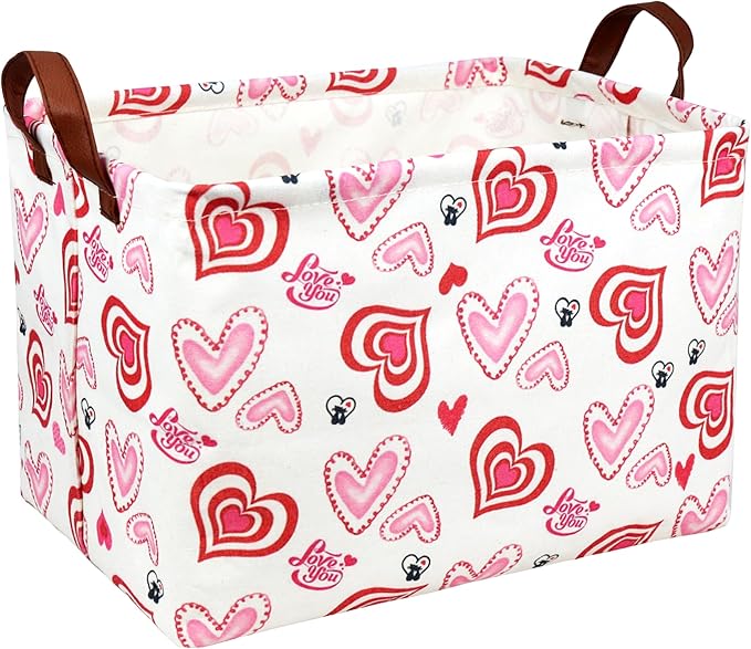 ASKETAM Valentine's Day Basket Gift for Empty Cute Heart Large Storage Bin for Kid and Baby Room Décor (Love you heart)