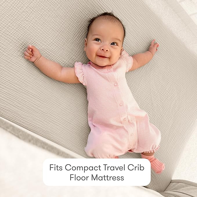 Newton Baby Fitted Sheets for Compact Travel Crib & Play Yard Floor Pad (2-Pack) - Ultra-Breathable, Washable and Ultra-Soft, 100% Cotton, 34" x 48", Sand