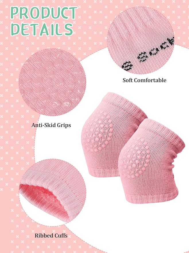 10 Pairs Baby Crawling Anti Slip Knee Pads and Anti Slip Baby Socks Set Unisex Toddler Knee Protectors Non Slip Ankle Socks