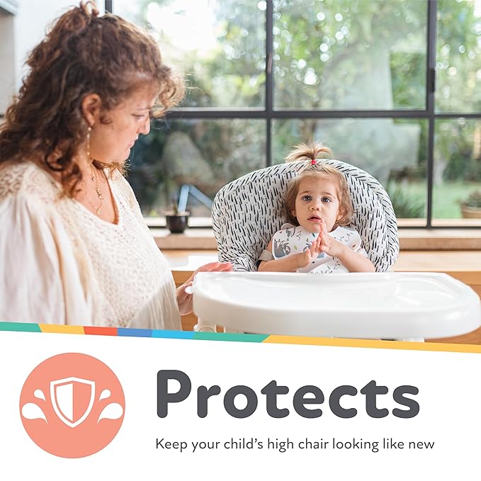 Nuby Baby High Chair Cover - Protects from Spills and Crumbs - Water Resistant for Easy Cleanup - Brush Strokes Print