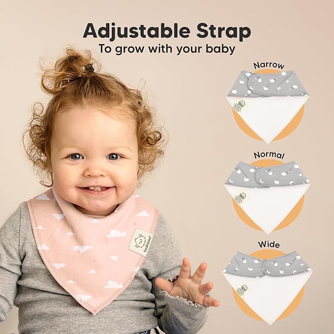 KeaBabies 8-Pack Organic Baby Bandana Bibs for Girls - Super Absorbent Triangle Baby Bibs for Drooling and Teething Infant, 100% Cotton Extra Soft for Newborn, Infant 0-36 Months (Dreamers)