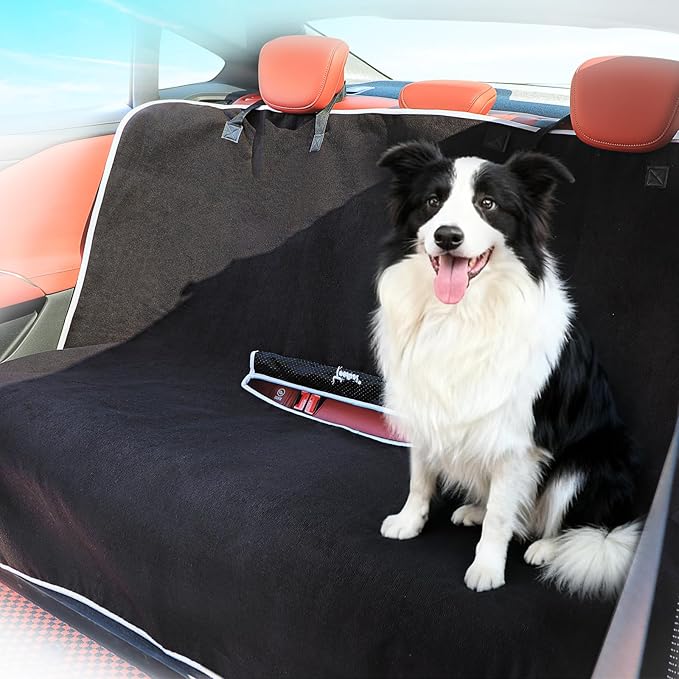 TESFEEL Washable Dog Pet Terry Cloth Accessories Car Seat Cover - Sweat Proof Waterproof Towel Protector for Gym/Beach/After Workout, Absorbent Seat Towel Drape, Reusable Auto Part for Cars/Trucks