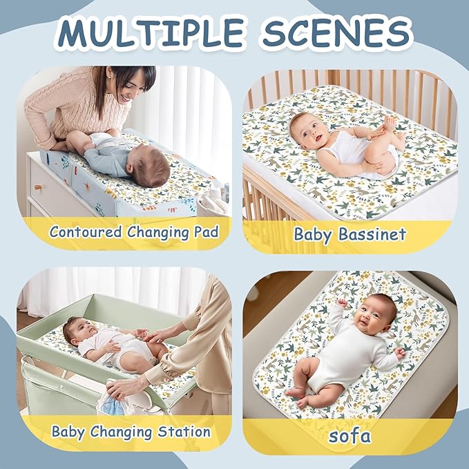 Coinarin Baby Diaper Changing Pad – 31.5" x 21.5" Extra Large Waterproof Absorbent Portable Changing Mat, Reusable Changing Pad Liner for Travel or at Home Use(Fox)