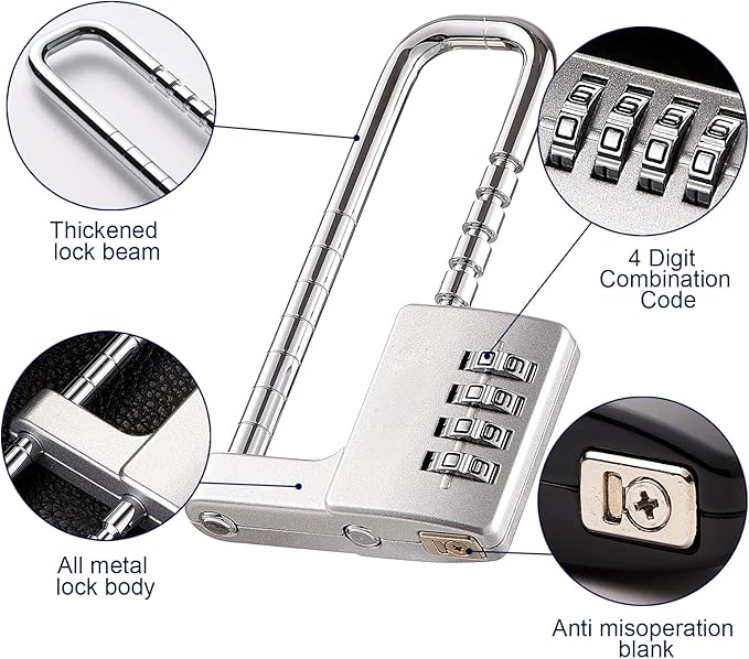 Cabinet Lock,Combination Padlock,Stainless Steel Gym Locker Lock Code Long Adjustable Shackle Lock for Outdoor, School, Gym, Sports lockers, Fences,