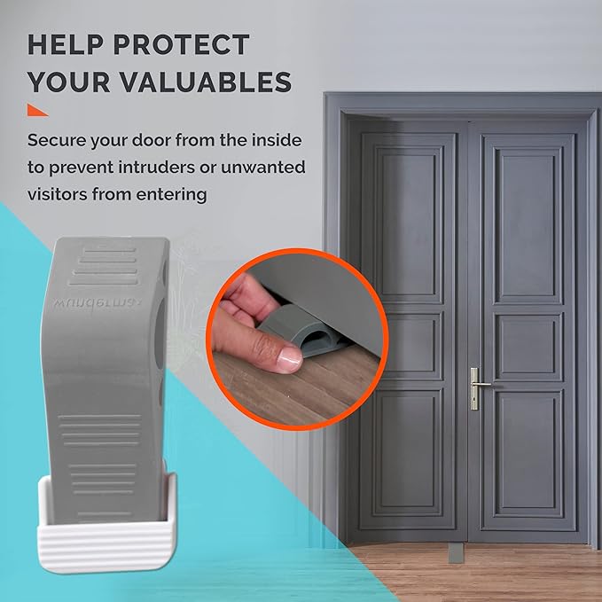 Wundermax Rubber Door Stoppers for Bottom of Door Stop - Pack of 3 Rubber Wedge for Carpet, Hardwood, Concrete, and Tile - Home Improvement Accessories - Gray