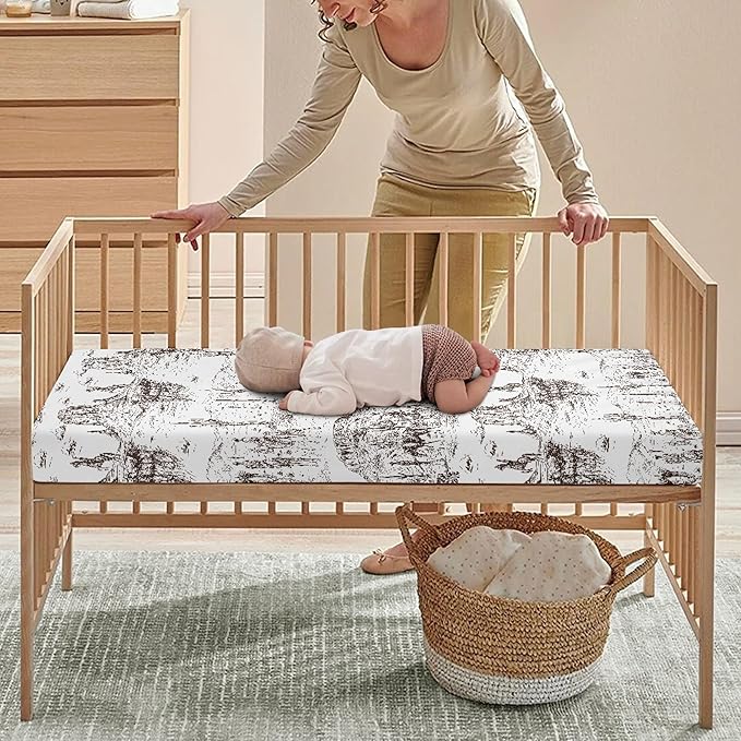 Cowboys Fitted Crib Sheet for Boys Girls Southwest Cowboy Baby Sheet for Standard Crib and Toddler Western Desert Nursery Bed Mattress Sheets 28"x52"