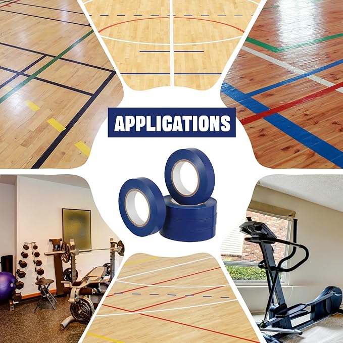 Frienda Floor Vinyl Tape 1/2inch Floor Marking Court Tape Outdoor Playing Field Marking Equipment for Social Distancing Gyms, Athletics, Equipment