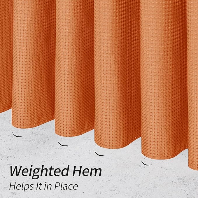 MitoVilla Orange Shower Curtain 72 x 78, Long Waffle Fabric Shower Curtains for Modern Luxury Bathroom Decor, Heavy Duty Hotel Cloth Shower Curtains 78 inch Long, Burnt Orange