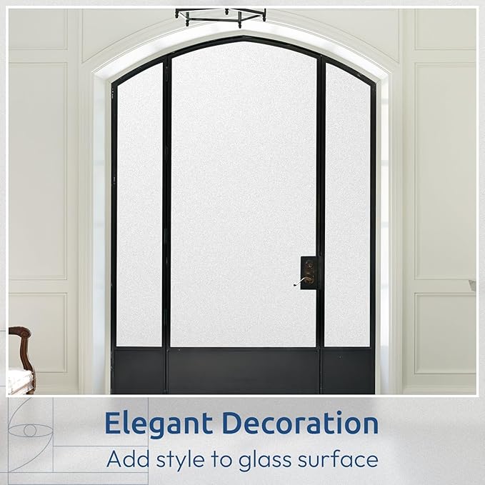 rabbitgoo Window Privacy Film, Non-Adhesive Frosted Glass Window Film for Bathroom, Static Cling Heat Blocking Stickers for Home Indoor Opaque Frosting Coverings House Tint, Matte White 35.4" x 393.7"