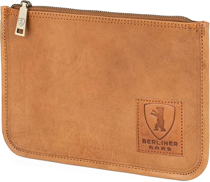 BERLINER BAGS Vintage Genuine Leather Document Organizer Theo M, Passport Holder and Travel Wallet - Brown