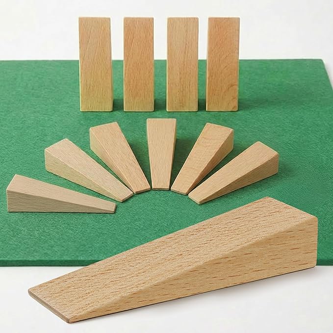 Tolux Wooden Wedges, Hardwood Wedge, Beech Wood Wedge, Wooden Doorstop, Handy Tool in Carpentry, Construction and Various DIY Projects, Size 70x25x15 mm / 2.75x0.98x0.59 in, Pack of 10 pcs