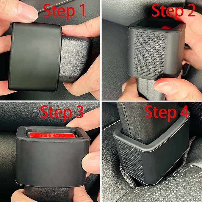 2 Pack Silicone Seat Belt Buckle Holder, Seat Belt Buckle Booster for Kids, Durable Silicone Material, Easy Access to The Buckles of Rear Seats, Car Accessories, Suitable for Most Car Models (Black)