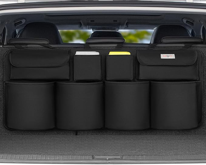 SURDOCA Car Trunk Organizer, LARGE CAPACITY(43 x 19 in) Car Organizers and Storage with 8 Pockets, Upgraded Trunk Storage for Car, SUV, Truck, MPV