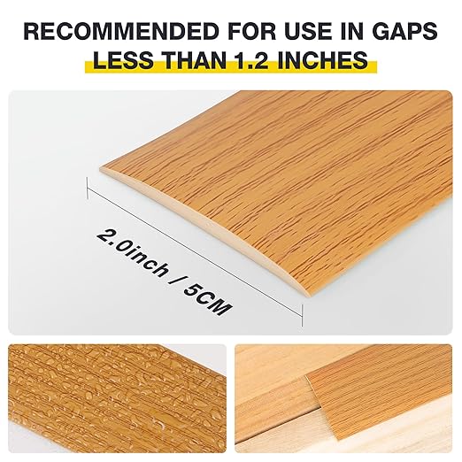 Bnell Floor Transition Strip Floor Cover Strips Self Adhesive Flooring Transitions Laminate Floor Strip Vinyl Floor Flat Divider Strip for for Joining Floor Gaps (3.28FT,2in, Yellow Oak)