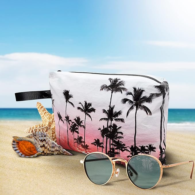 Rolling Nomad Tyvek Zippered Pouch, Wet Swimsuit Bags, Wet & Dry Reversable Pouch, Travel, Toiletry, Pool, Beach Essentials, Waterproof, Summer Must Haves, 11.5x8.5x2 Inch, (Medium)