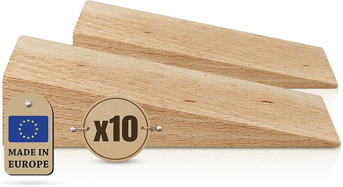 Tolux Wooden Wedges, Hardwood Wedge, Beech Wood Wedge, Wooden Doorstop, Handy Tool in Carpentry, Construction and Various DIY Projects, Size 100x40x25 mm / 3.9x1.57x0.98 in, Pack of 10 pcs